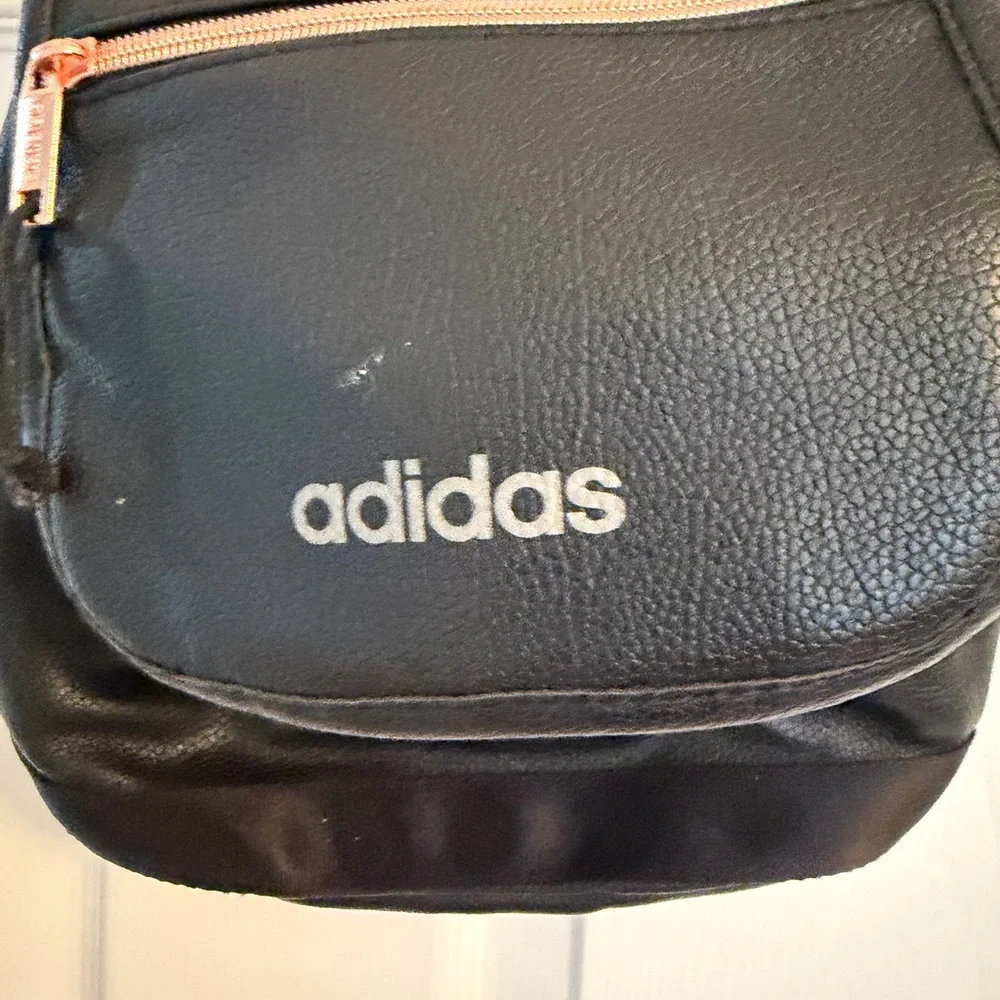Adidas Black faux‎ Leather Drawstring Backpack